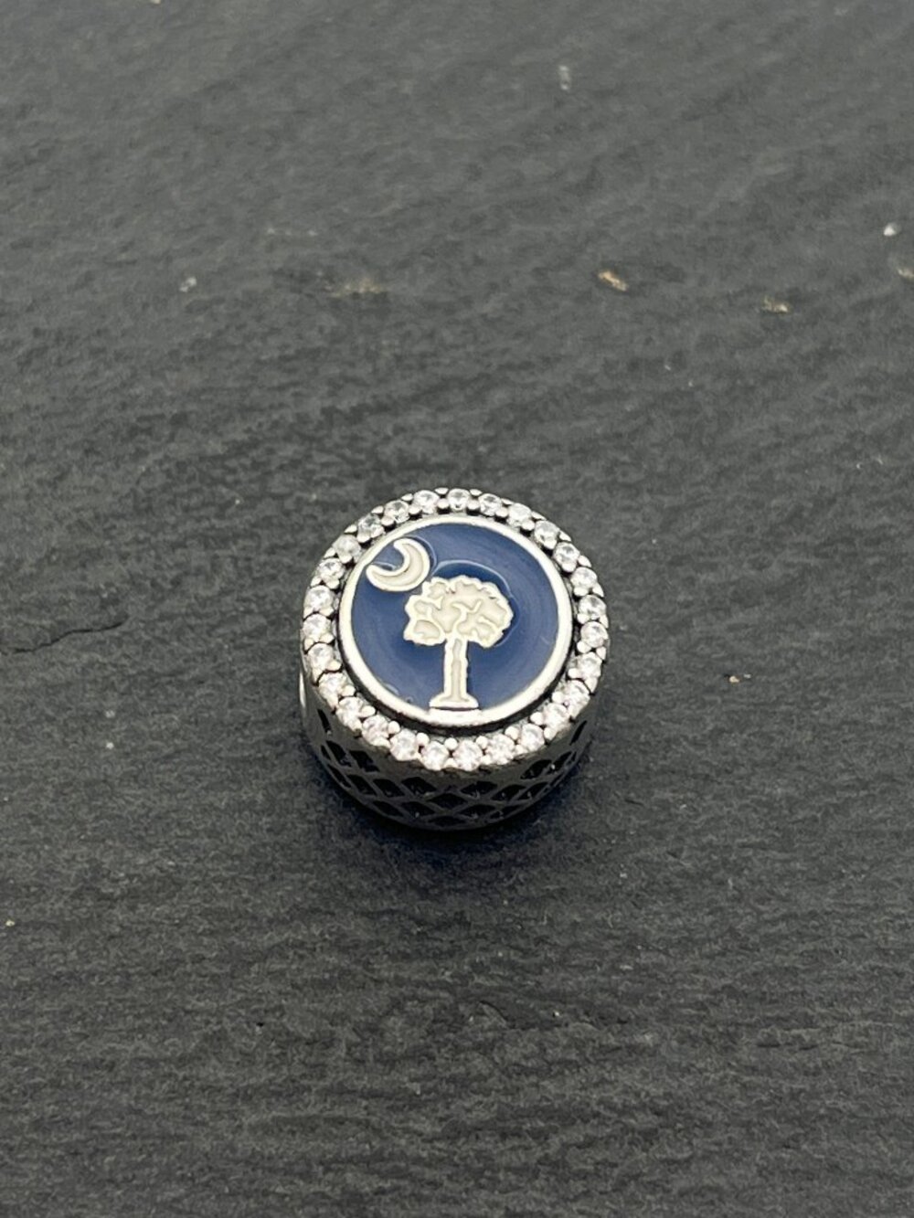 Pandora Charleston, SC South Carolina Flag Bead Charm Sterling Silver Jewelry